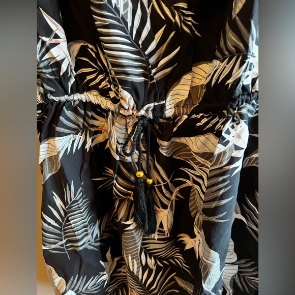 NWT Waikiki Mini Dress / Coverup | Drawstring Drop Waist | Palm Print | Size M - Picture 5 of 8